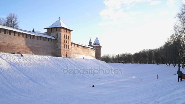 Kremlin de Veliky Novgorod en invierno, Rusia — Vídeos de Stock