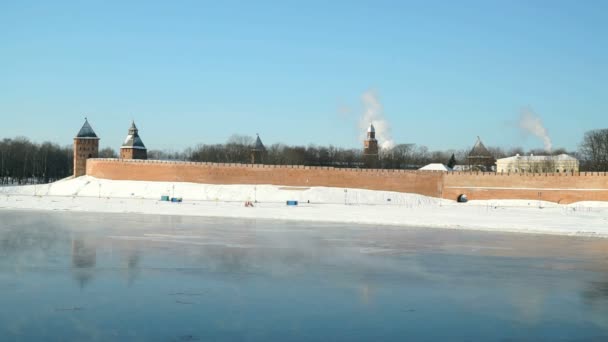 Кремль Великого Новгорода взимку, Росія — стокове відео
