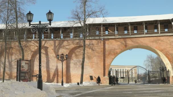 Kremlin Veliky Novgorod kışın, Rusya Federasyonu — Stok video