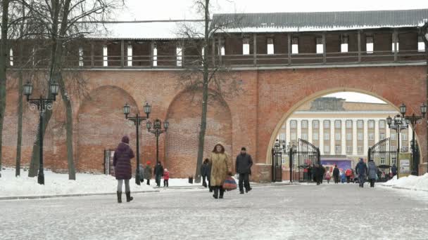 Kremlin de Veliky Novgorod no inverno, Rússia — Vídeo de Stock