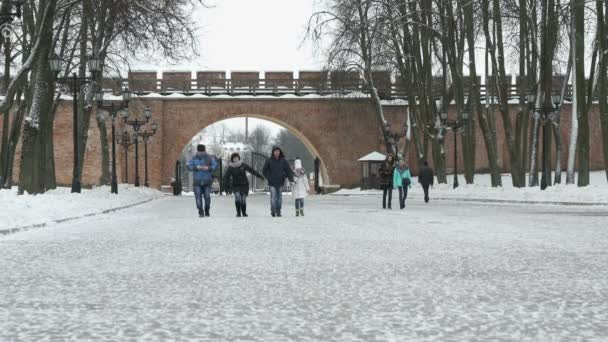 Kremlin de Veliky Novgorod en invierno, Rusia — Vídeos de Stock