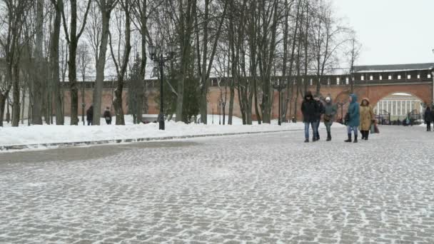 Kremlin de Veliky Novgorod no inverno, Rússia — Vídeo de Stock