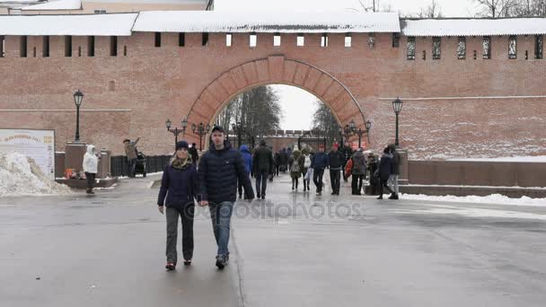 Kremlin de Veliky Novgorod no inverno, Rússia — Vídeo de Stock