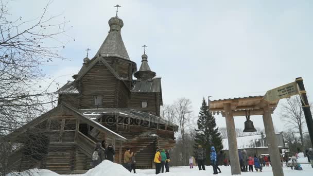 Vitoslavlitsy em Veliky Novgorod, Rússia no inverno — Vídeo de Stock