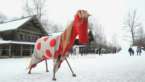 Vitoslavlitsy ใน Veliky Novgorod, รัสเซียในฤดูหนาว — วีดีโอสต็อก