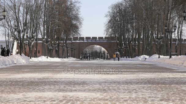 Kremlin Veliky Novgorod kışın, Rusya Federasyonu — Stok video