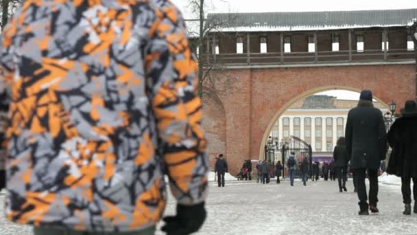 Kremlin de Veliky Novgorod no inverno, Rússia — Vídeo de Stock