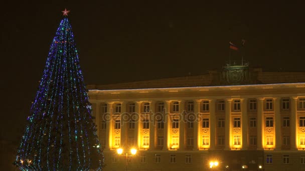 Arbre de Noël clignotant la nuit — Video