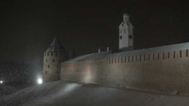 Kremlin Veliky Novgorod kışın, Rusya Federasyonu — Stok video