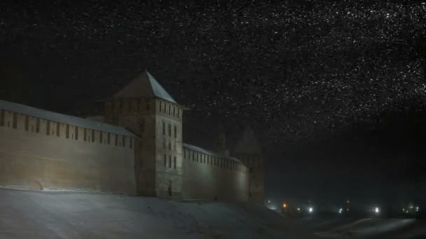 冬には、ロシアのノヴゴロドのクレムリン — ストック動画