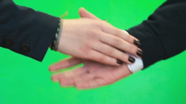 Um aperto de mão de duas pessoas. Close-up — Vídeo de Stock