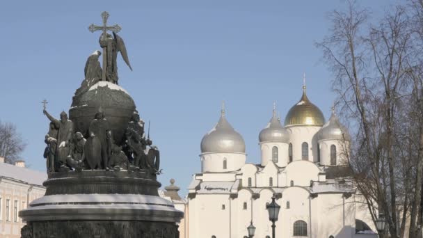 Milênio da Rússia monumento em Veliky Novgorod — Vídeo de Stock
