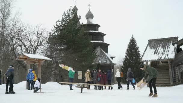 Vitoslavlitsy-téli Novgorod, Oroszország — Stock videók