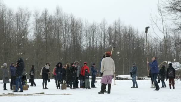 Витебцы в Великом Новгороде зимой — стоковое видео