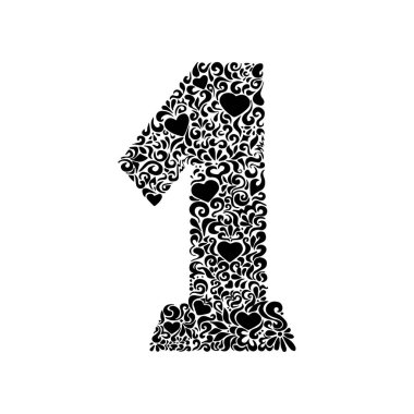 Stencil çizim süsü siyah bir numarayı kes