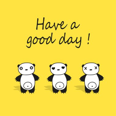 Tebrik kartı şirin doğrusal çizim panda