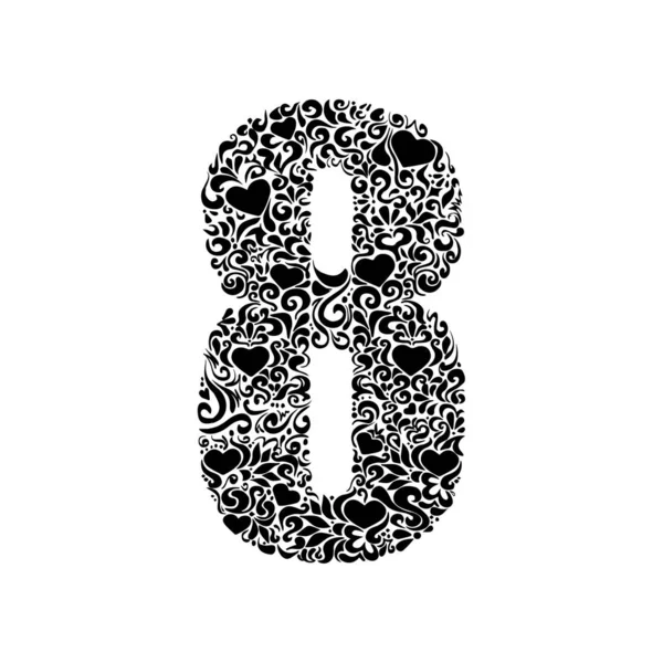 Adorno Dibujo Plantilla Negro Recortado Número Ocho — Archivo Imágenes Vectoriales