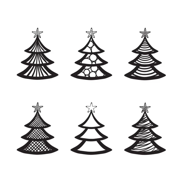 Karácsonyfa Grafikus Fekete Stencil — Stock Vector