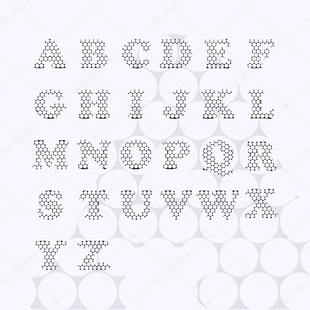 text font alphabet letters honeycomb