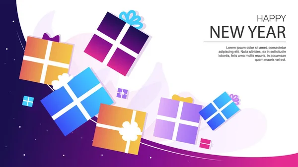 Banner Design Natal Santa Colorido Gradiente Presentes —  Vetores de Stock