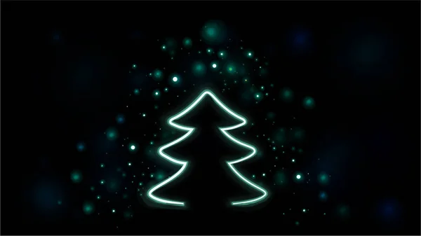 Fondo árbol de navidad año nuevo neón verde brillante — Vector de stock