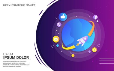 template web banner modern design gradient stylish social media world
