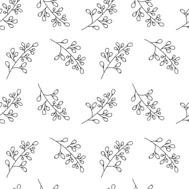 Siyah ve beyaz dekorasyonu için basit yaprak desenleri