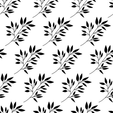 Siyah ve beyaz dekorasyonu için basit yaprak desenleri