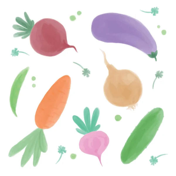 Enfants Illustration Légumes Couleur Pastel — Image vectorielle