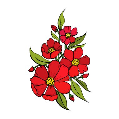 Çiçek kırmızısı çizimler dövme kırmızısı için çizim