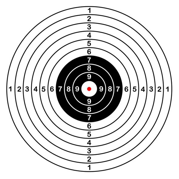 用于运动目标向量射击比赛的空白模板。以数字为集射击范围或手枪射击的 clean 目标。大孤立的目标 — 图库矢量图片