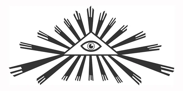 Ізольоване око в трикутнику, що випромінює промені — стоковий вектор