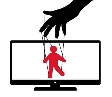 Kukla oyun Tv kukla. Kukla tiyatro seyirci aldatma. Vektör çizim
