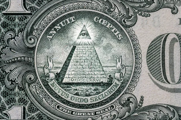 All-seeing eye. Masonic sign. Mason symbol. 1 one dollar. — Stock Photo, Image