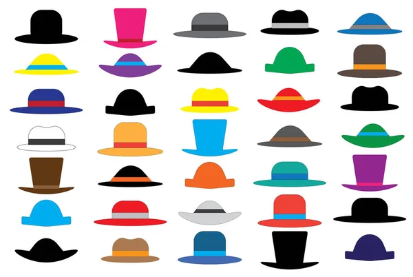 Colección (conjunto) de sombrero masculino y femenino de color (vector ) — Vector de stock