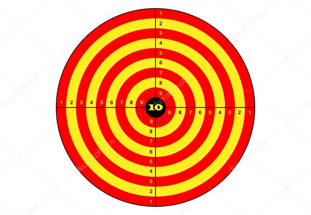 Target shooting, vector, target in yellow and orange color