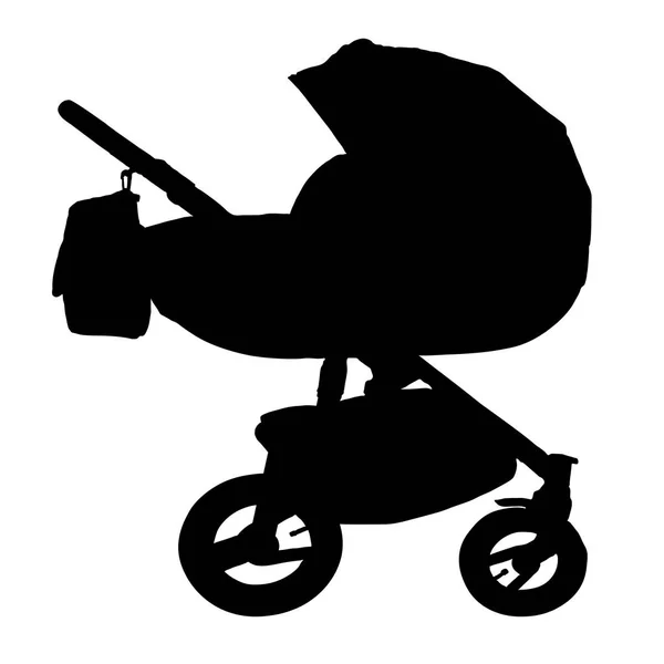 Kinderwagen silhouet. Geïsoleerde wandelwagen. Vector. — Stockvector