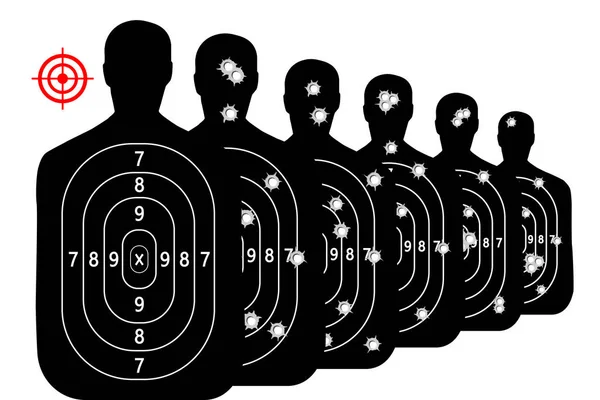 Set shot target shooting range background vector bullet holes — Stock Vector