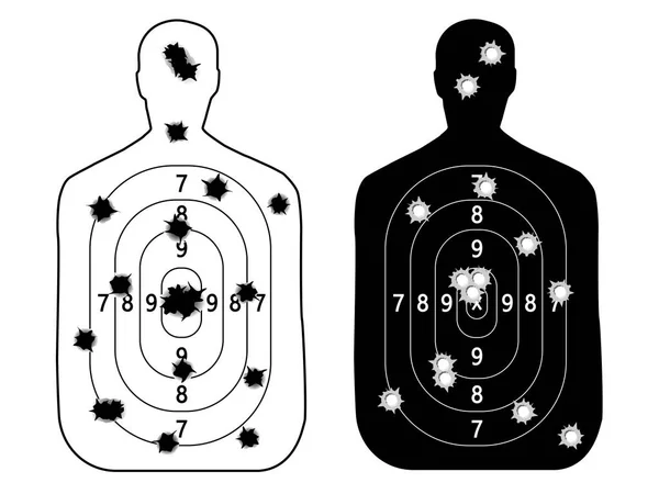 射击范围枪靶上的弹孔与 — 图库矢量图片