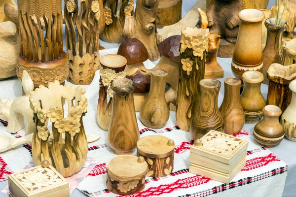 Wooden vases, boxes handmade — Stock Photo, Image