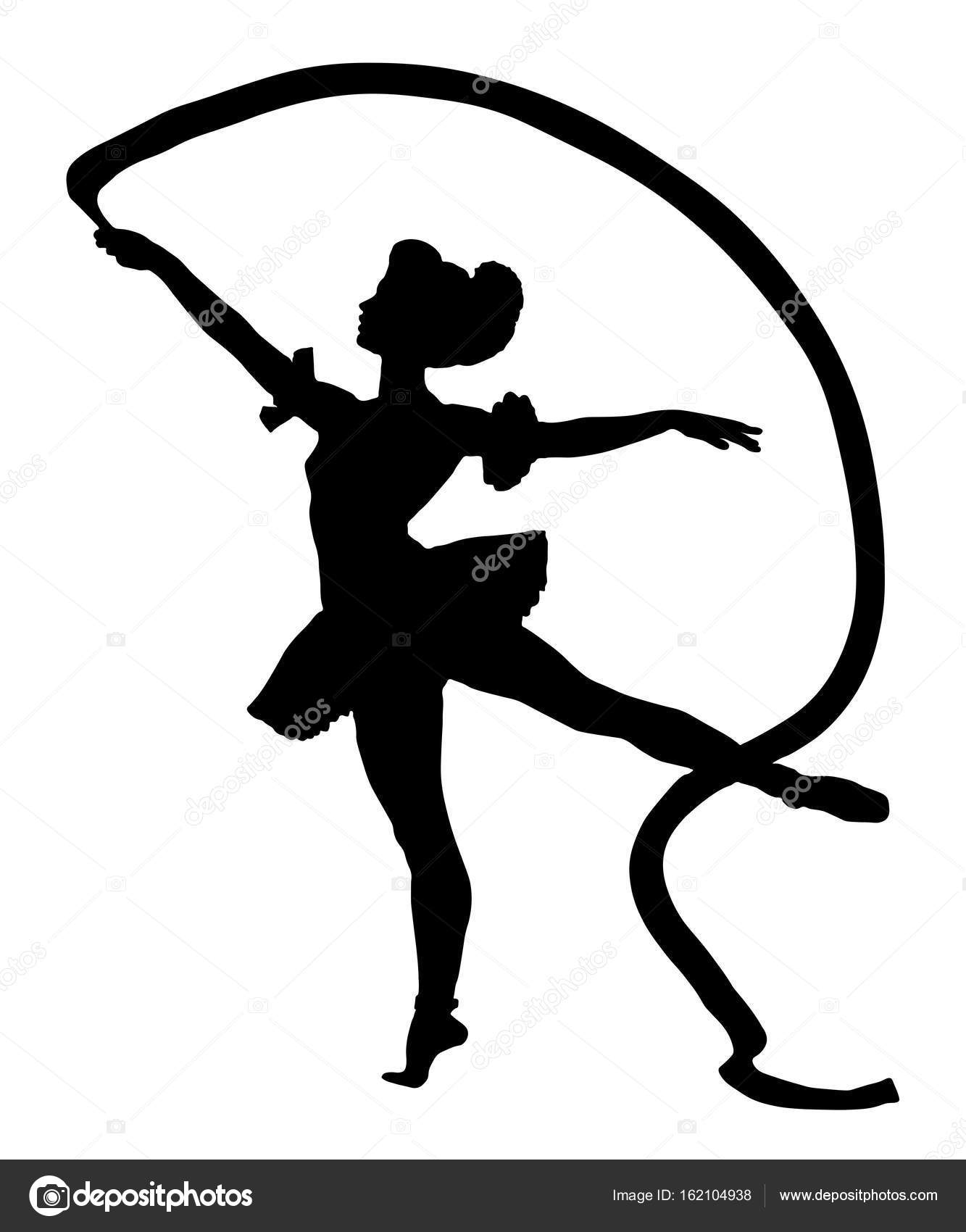 Download Rhythmic gymnastics silhouette vector on white background ...