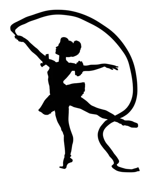 Rhythmic gymnastics silhouette vector on white background — Stock Vector