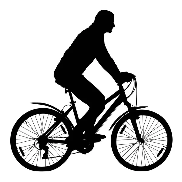 Meisje op een mountainbike, wielrenner silhouet vector — Stockvector