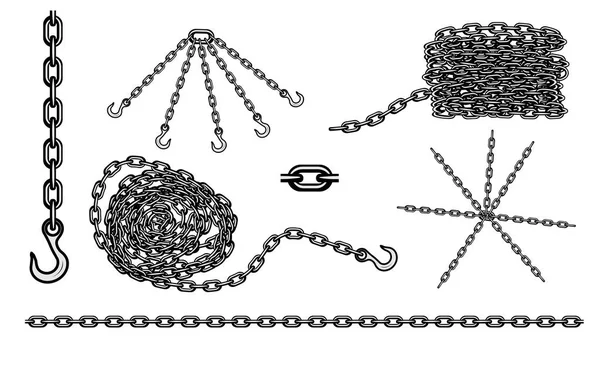 Cadena gancho vector conjunto, vector — Archivo Imágenes Vectoriales