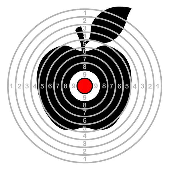 Objetivo de tiro, manzana en el centro, vector — Vector de stock