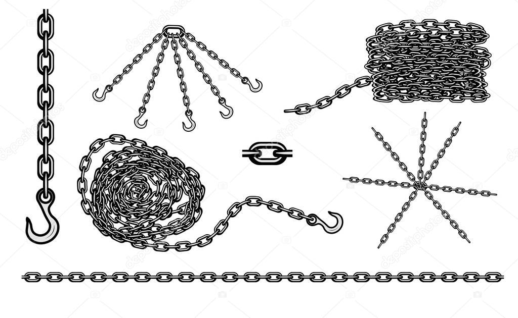 Chain hook vector set, vector