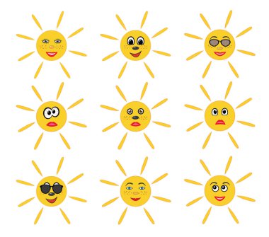 Güneş (duygusal yüz) ayarla, vektör