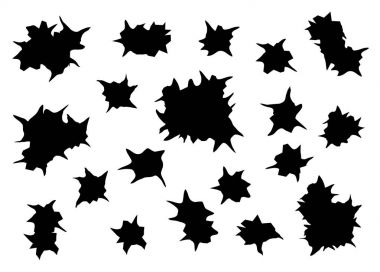 set of bullet holes silhouette, vector clipart