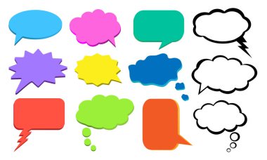 Kabarcık, düşünceler, vektör set renkli bulut düşünüyorum