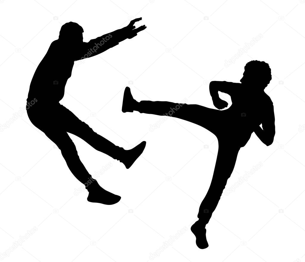 Fight silhouette, vector, on white background